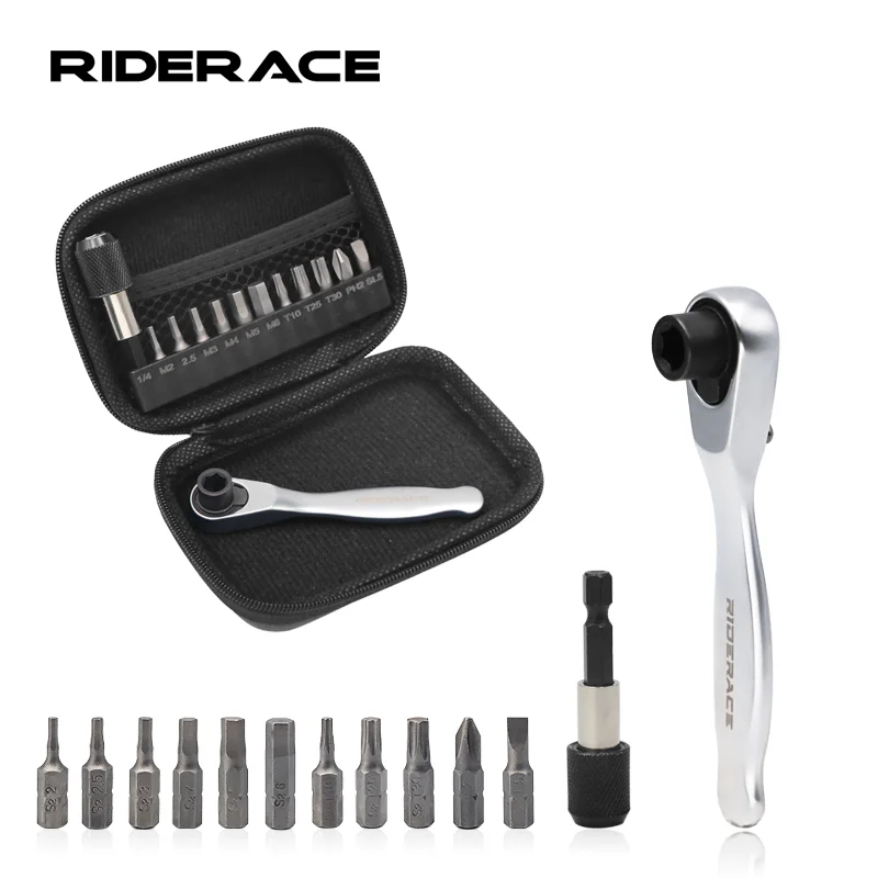 Bicycle Ratchet Spanner Set Quick Release Socket Repair Tools 1/4 Allen Key Wrench Screwdriver Hand Tool Bike Repair Accessories