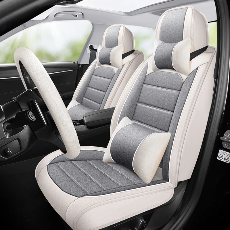 

Universal Flax Car Seat Covers For Nissan Kicks Navara D40 Versa Juke Rouge teana J32 Haval Jolion Auto Accessories Breathable