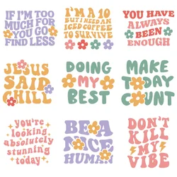 Colorful letters DTF Iron On Transfer For Jacket T-Shirt DIY Fashion Stickers Clothes Accessory Heat Transfer Washable Patches