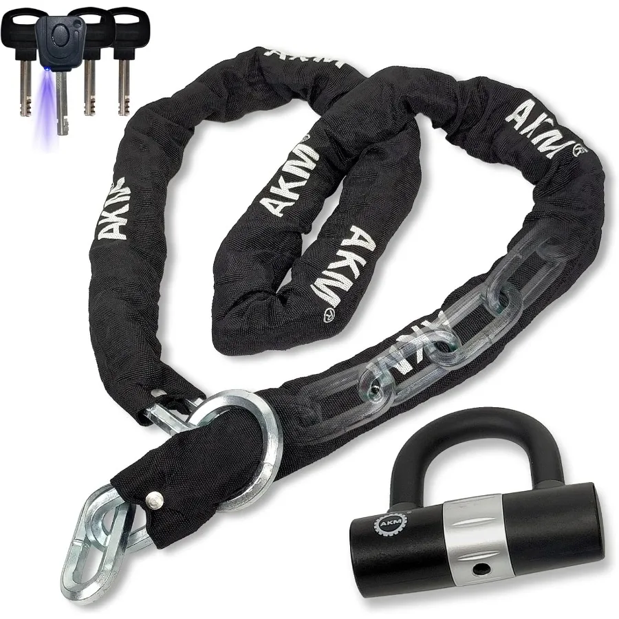 

Super long 6.56ft 250cm durable 12mm thick motorcycle lock chain with 4 keys and 16mm U lock for antitheft security in outdoor