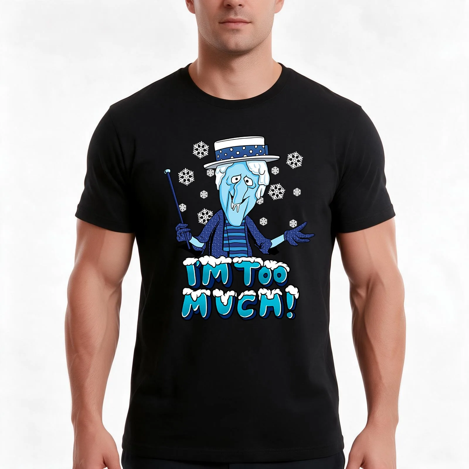 Snow Miser T-Shirt, Summer Casual Cotton Tee, Oversized Streetwear Tops, Vintage Graphic Print, Loose Fit Short Sleeve