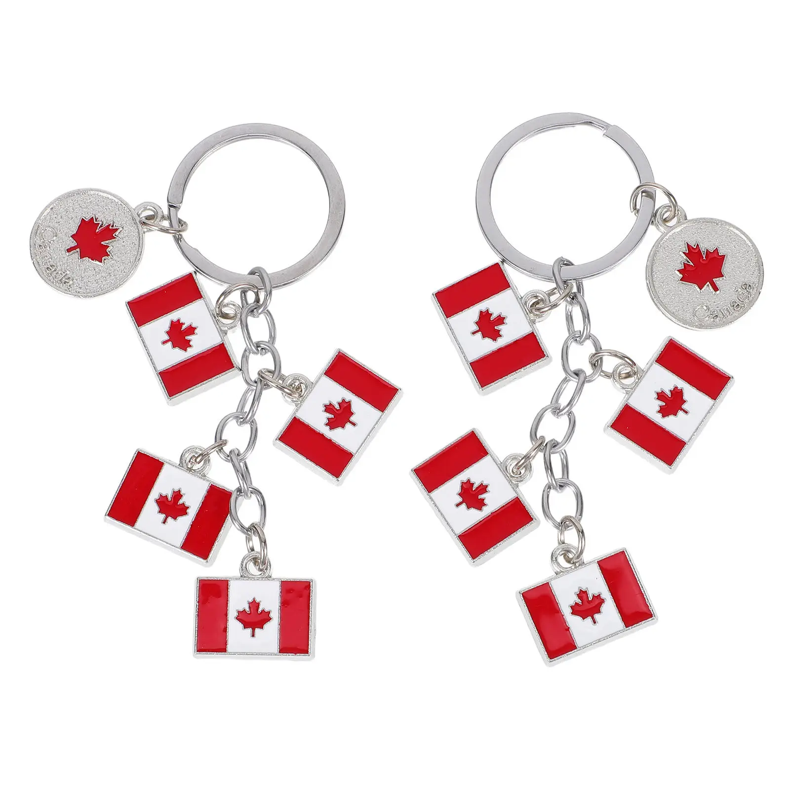 2Pcs Maple Leaf Keychain Creative Canadian Design Sturdy Metal Keyring for Keys Backpack Purse Wallet Charm Canada Day Gift