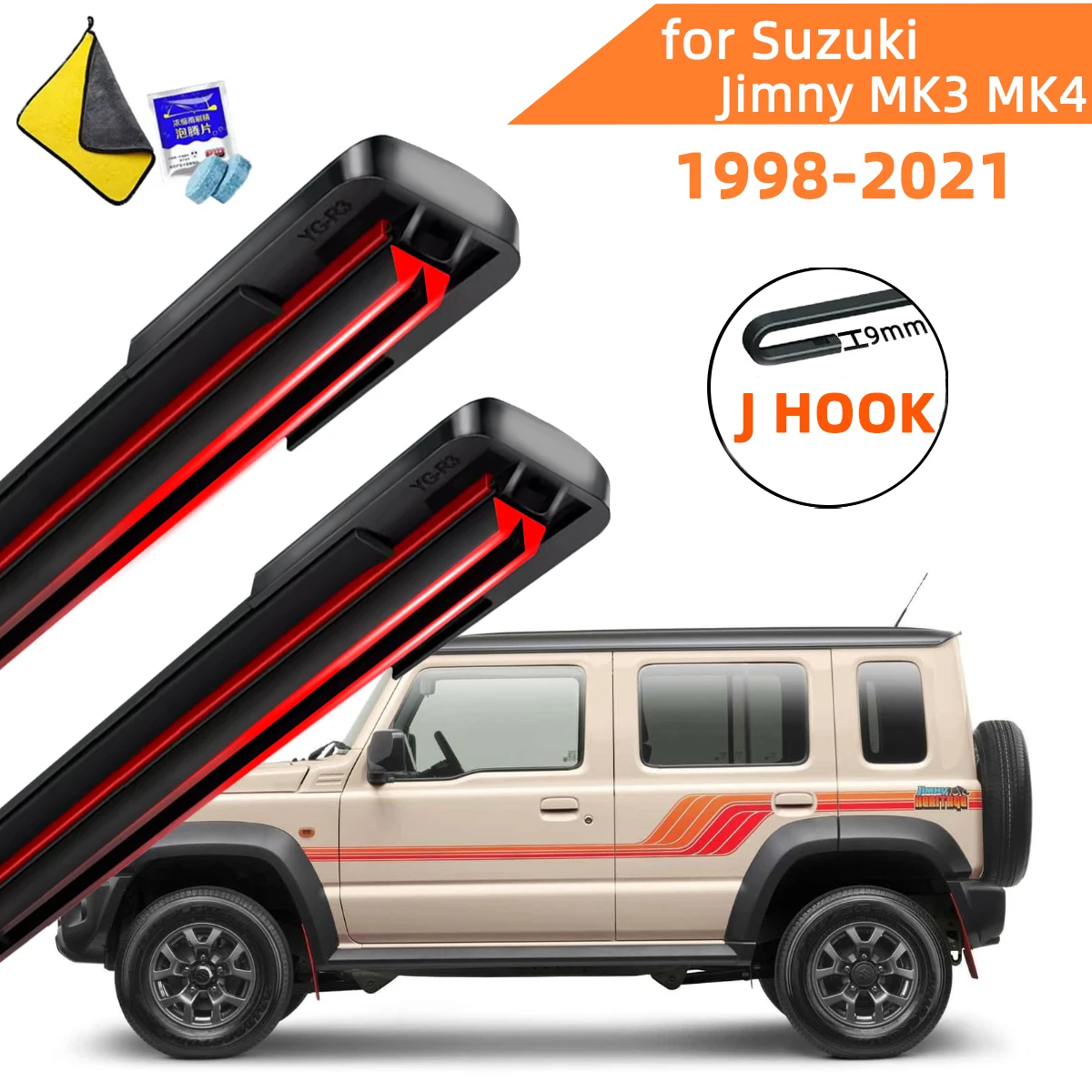 

Double Rubber Car Wipers for Suzuki Jimny MK3 MK4 Front Blade Brushes Cutter Automobiles Accessorie Wiper Windscreen Wear Wiper