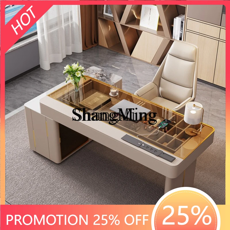 

Роскошный прозрачный стеклянный стол SM Home Lighting, высококачественный угловой компьютерный стол для дома