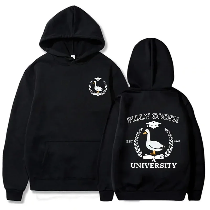 

Silly Goose University Print Clothes Prevalent Vintage Casual Hoodies Autumn Men Women Cotton Sweatshirt Regular Pullover Blouse