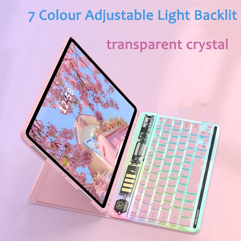 Detachable Magnetic Keyboard Cover for Realme Pad 10.4Inch 2021 Square Cap Clear Backlit Keyboard for Realme Pad 10.4