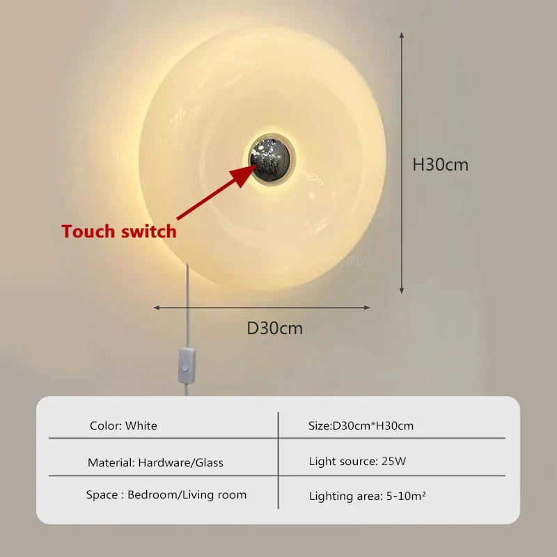 CETANT Donut Glas Wandleuchte Orange USB Stecker für Wohnzimmer Nachttisch Studie Tisch Büro LED Ambient mit Touch Schalter dreifarbige Beleuchtung 3