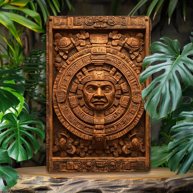 Festive Aztec-Inspired Aluminum Wall Art: 8x12 Inch (20x30cm) Pre-Drilled, High-Quality HD Printing, Perfect for Home Decor