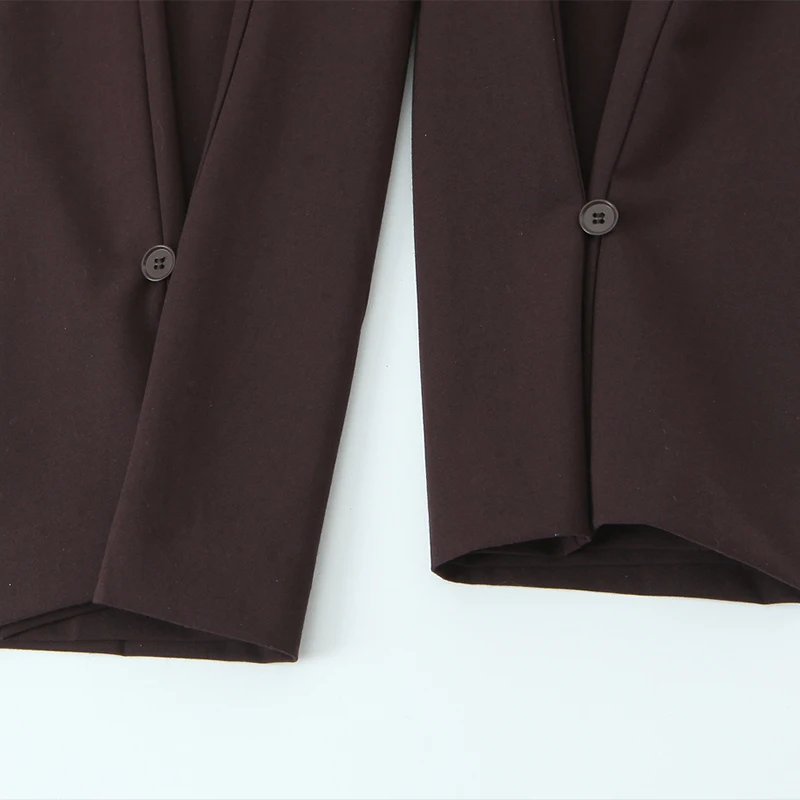 Willshela Damskie Brązowe Spodnie Ołówkowe z Plisami z Przodu, Zapinane na Zamek, Vintage, z Wysokim Stanem, Długie, Eleganckie Spodnie Damskie