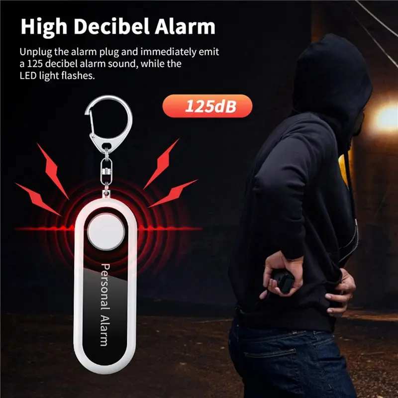 2X Personal Alarm Self Defense Alarm 125DB Personal Defenses Siren For Child Women Security Portable Alarm Keychain-Y41A