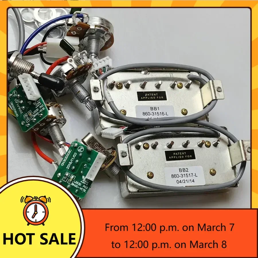 

Q-X Music Store-Guitar Pickups Alnico 5 Humbucker Pickup BB Series BB1&BB2 Nickel Cover with Pro Wiring Harness Quick Connector