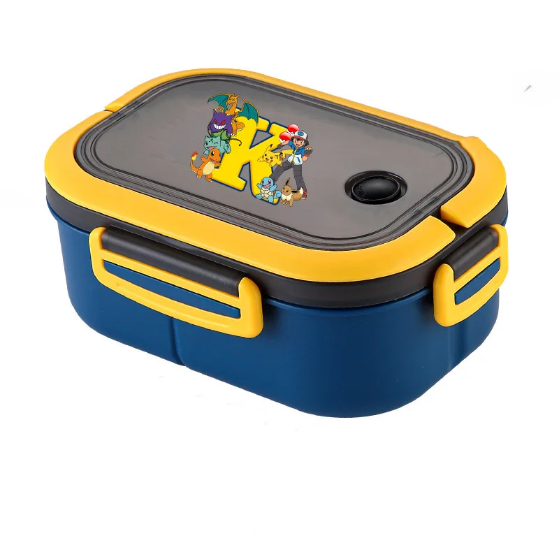 Kotak Makan Siang Bento Pokemon Pikachu Huruf Anime A-Z Wadah Penyimpanan Makanan Dua Lapis Kotak Makan Siang Piknik Sekolah Kotak Makan Malam Kantor