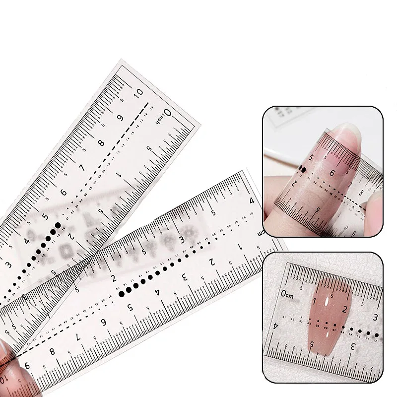 Transparent Nail Measure Ruler For Identify Acrylic False Nail Tips Rhinestone Jewelry Size Portable Soft Measuring Tools