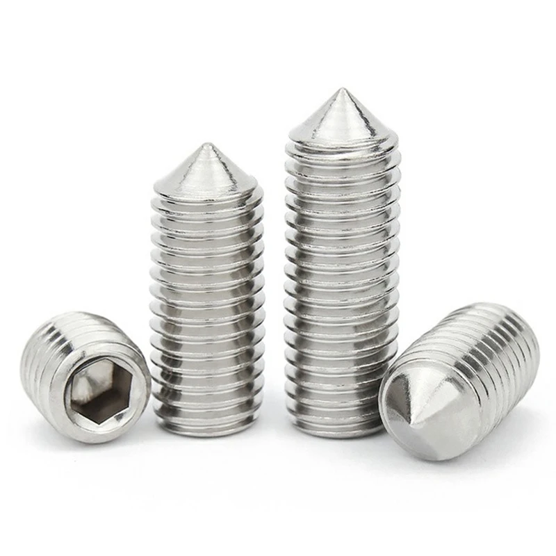 304 Stainless Steel Qointed Set Screw Hex Socket Machine Screw Headless Screw Top Screw M3M6M Taper Tip End Grub Bolts