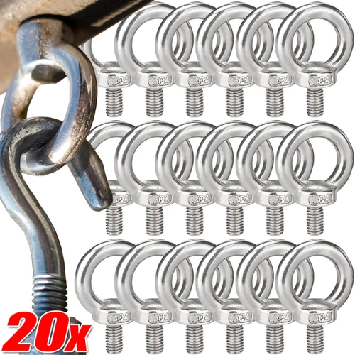 Pernos de ojo de elevación M4/M5/M6/M8, tornillos de orificio de rosca macho de acero inoxidable para fijación de hamacas, anillo de elevación de cuerda de alambre colgante