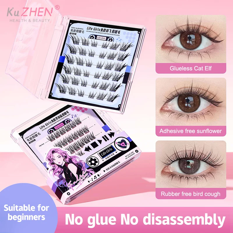 36 Cluster, kleberfrei, selbstklebend, falsche Wimpern, dickes Curling, Sonnenblume, DIY, Anime-Augen, Wimpernverlängerung, Vergrößern der Augen