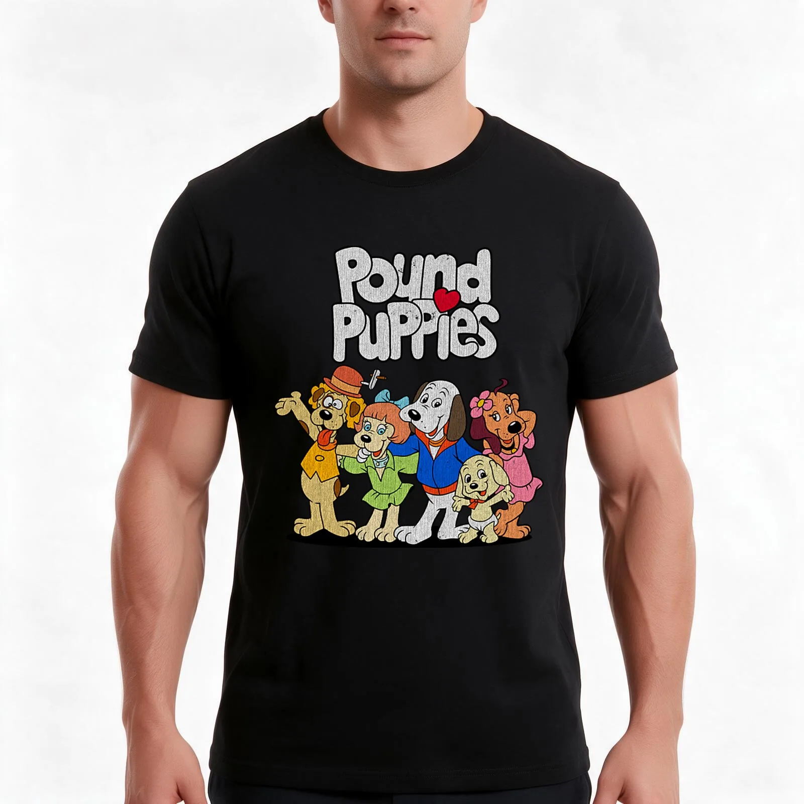 Pound Puppies T-Shirt, Summer Casual Cotton Tee, Oversized Streetwear Tops, Vintage Graphic Print, Loose Fit Short Sleeve