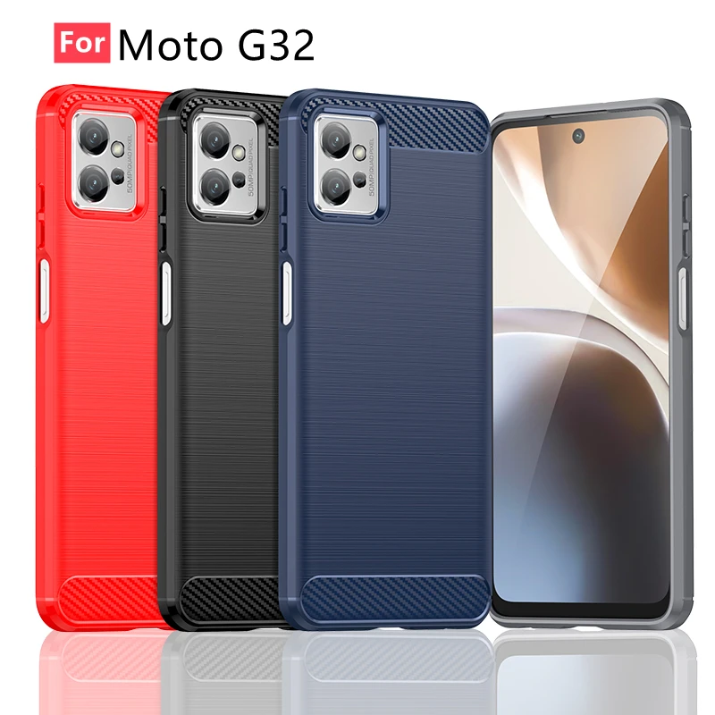 For Cover Moto G32 Case For Moto G32 Capas Carbon Fiber Bumper Back Shockproof TPU Soft Case For Motorola Moto G32 G 32 Fundas