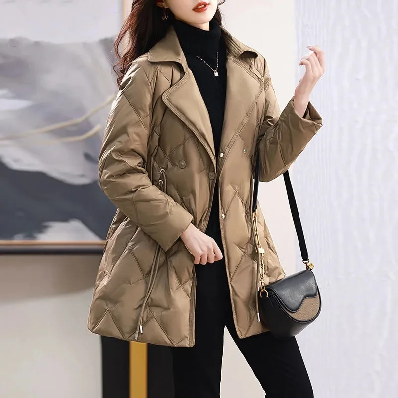 High Quality Down Jacket Women\'s Parkas Winter 2025 New Warm Cotton Padded Coat Short Fashion Waist Slim Outwear Long Female Top