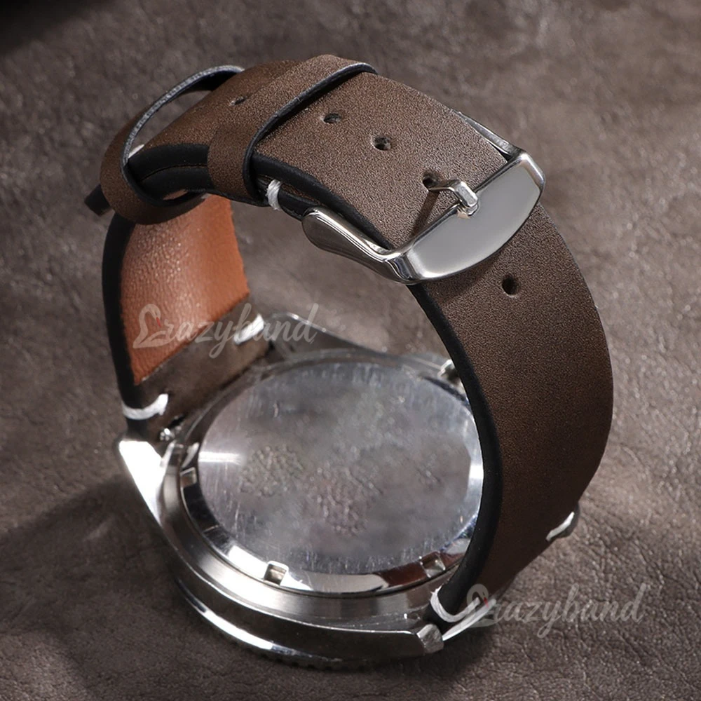 Genuine Leather Watch Strap 18mm 20mm22mm Brown Handmade Stitching Vintage Cowhide Replace Bracelet Quick Release Universal Band