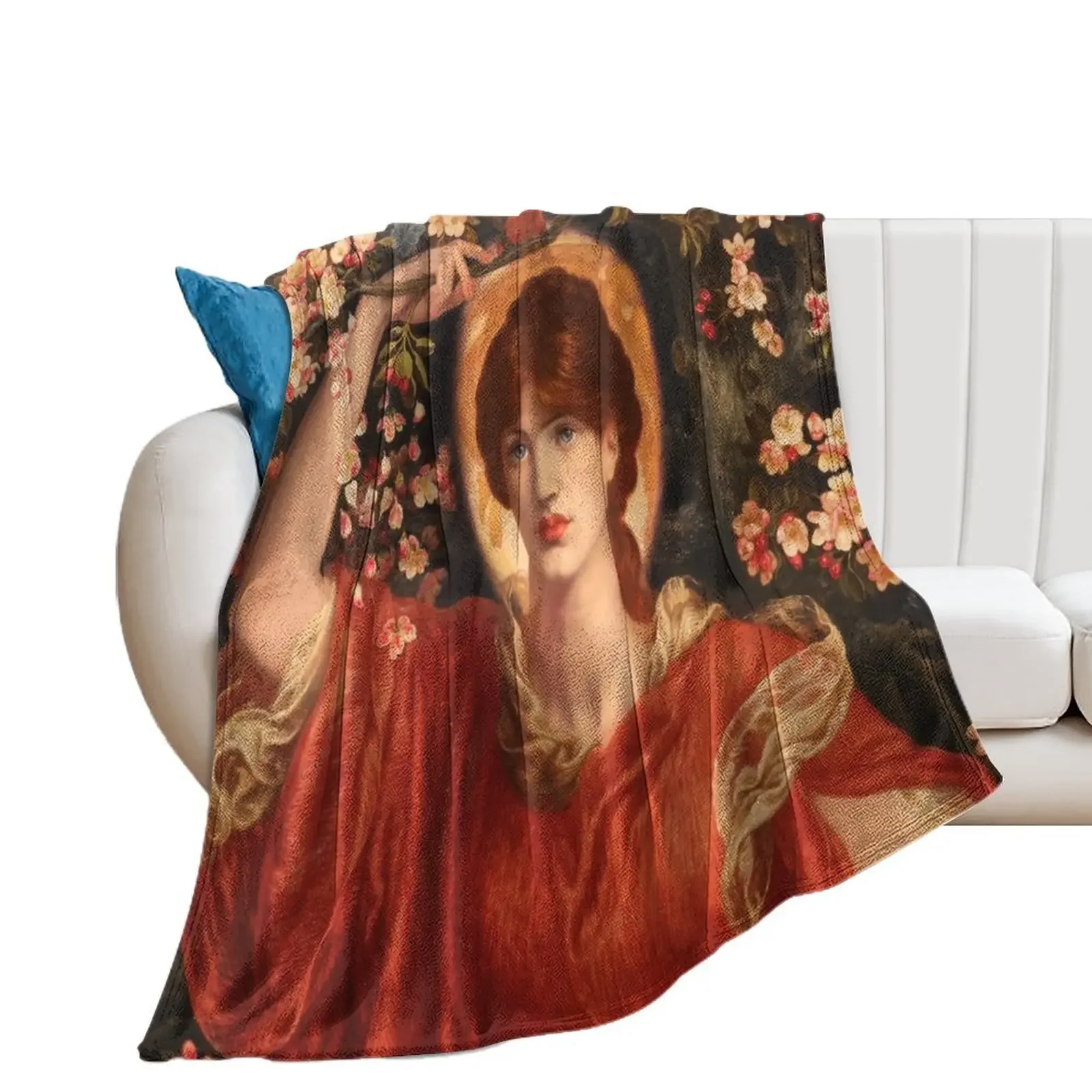 A Vision of Fiammetta Dante Gabriel Rossetti 1878 Pre-Raphaelite Art Throw Blanket Plaid Sofa Quilt Blankets