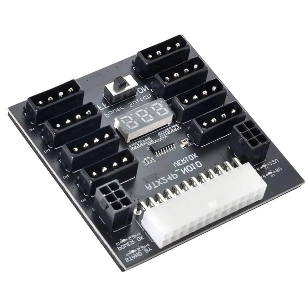 Y792A*☀▃ATX Server PSU Power Board 24Pin to IDE 8X 4Pin +2X 6Pin Power Supply Board for ETH BTC Mining Miner