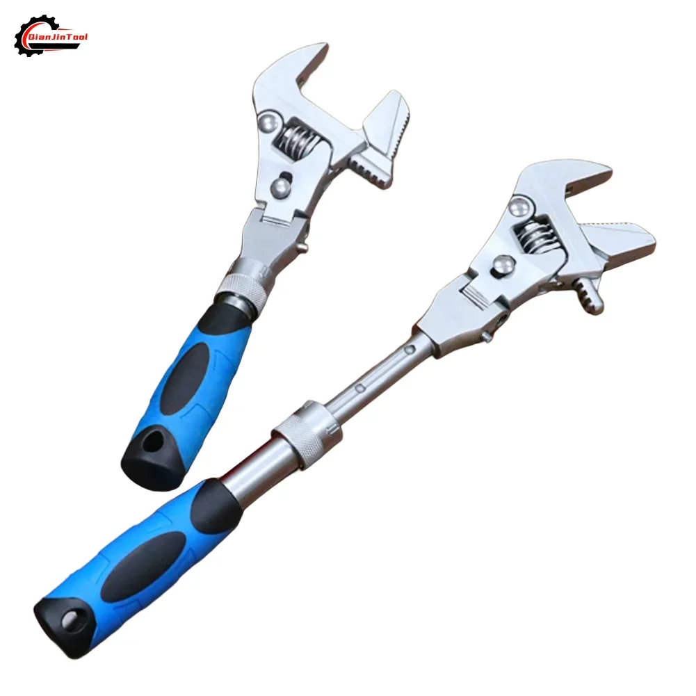 Llave ajustable 5 en 1 de doble propósito 180 °   Llave de cabeza móvil plegable, herramienta de reparación de llave de polea de mantenimiento del hogar manual