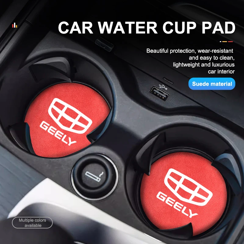 2pcs Universal Car Cup Mat Non-Slip Heat Resistance Waterproof  For Geely Atlas pro Tugella Emgrand ec7 Coolray Geometry c gc9