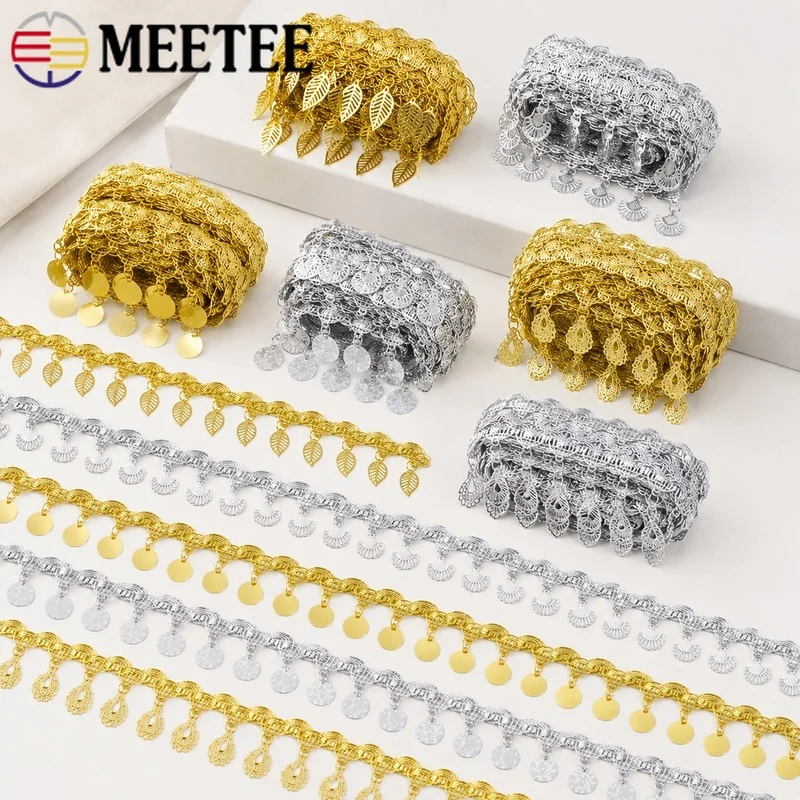 

5/9Yards 3-5.5cm Sequin Fringe Lace Trim Gold Silver Tassel Pendant Ribbon Stage Party Wedding Clothes Curtain DIY Accessories
