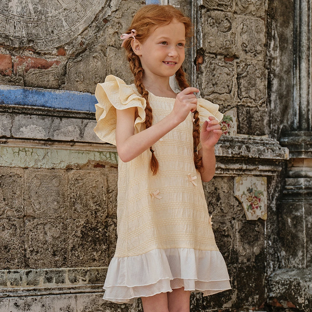 Vestidos de Princesa de Verão para Meninas Dave Bella de 7 a 13 Anos, Vestido de Festa com Mangas Curtas e Laço Doce DK2261560