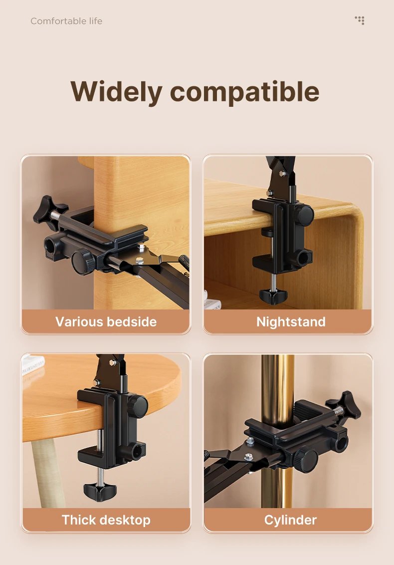 Ulanzi T2 Metal Desktop Stand Long Arm Tablet Stand Bed Desktop Lazy Bracket Support IPad Smartphone Holder Microphone Boom Arm