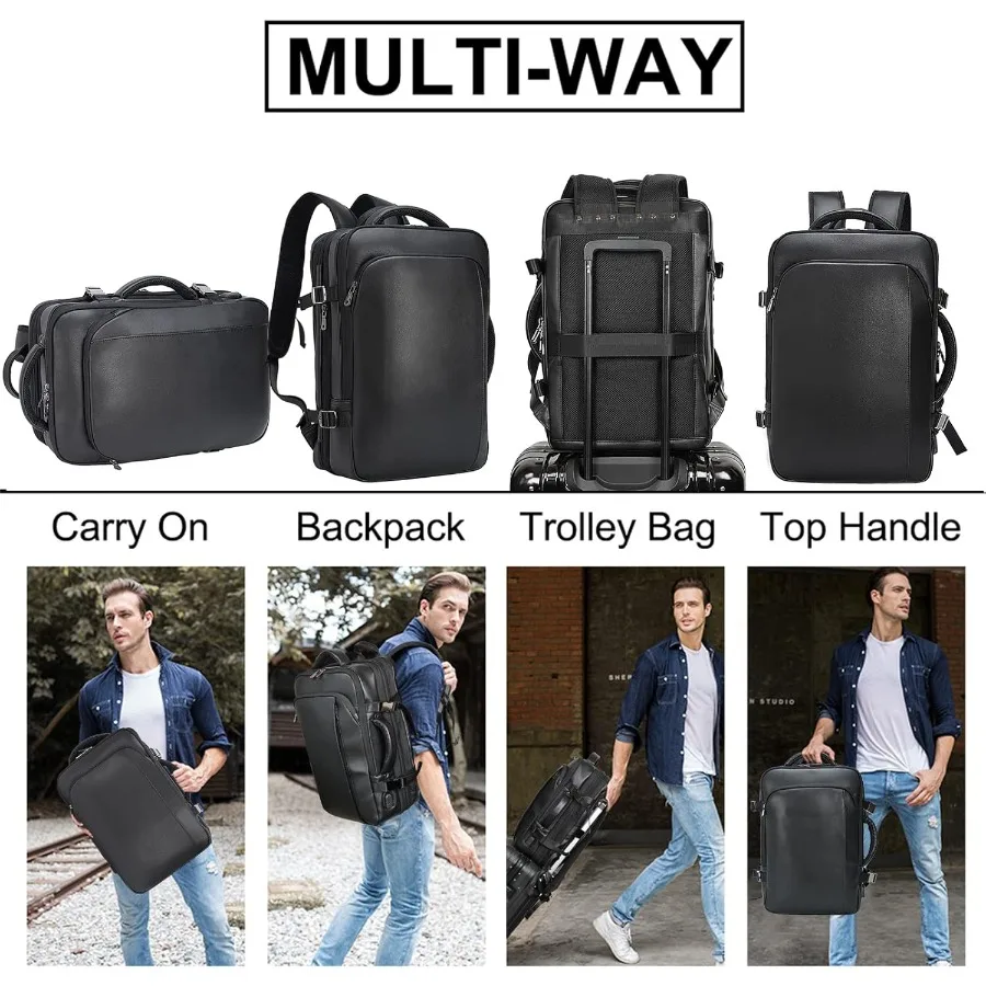 حقيبة ظهر للكمبيوتر المحمول مقاس 15.6 بوصة من Masa Kawa للرجال قابلة للتوسيع 36L حقيبة سفر للأعمال Daypack حقيبة عطلة نهاية الأسبوع #5