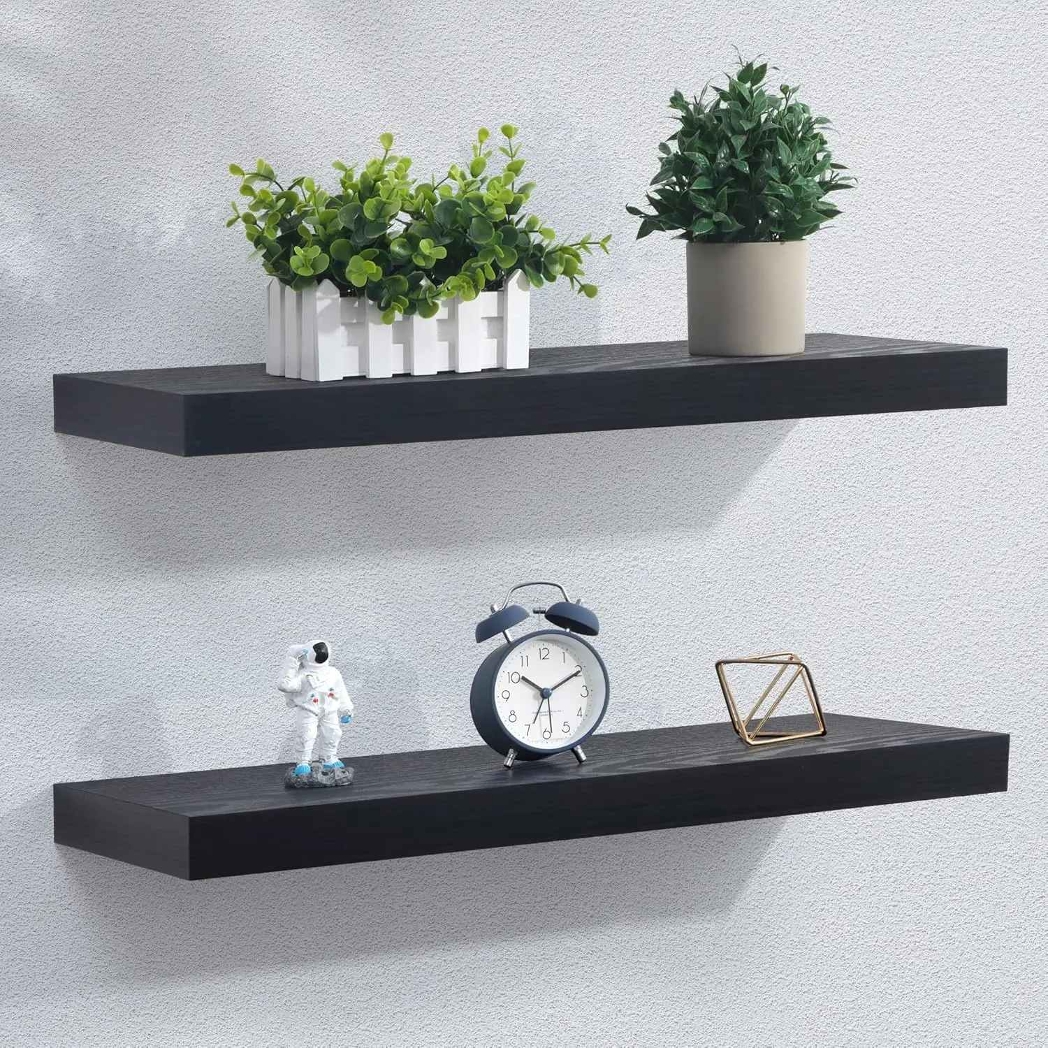 

Extra Deeper & Thicker Wall Mounted Storage Shelf for Living Room, Kitchen, Farmhouse - 24" W x 9" D x 1.6" H - Rustic Black