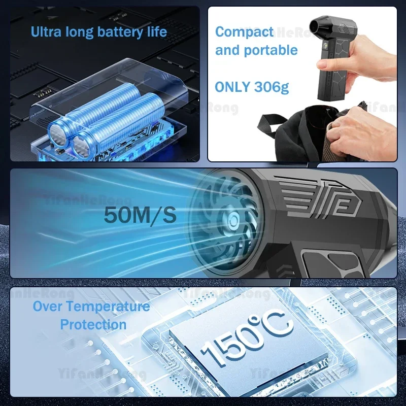 Compressed Air Duster Keyboard Cleaner for Office Electric 90000RPM Cordless 3 Speed 6000mAh PC Cleaning Air Blower