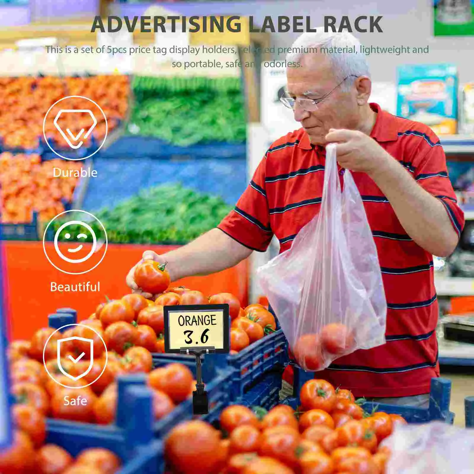 5 Pcs Advertising Clip Plastic Label Holder Rack Price Clamp Stand Bracket Display Tag Supermarket