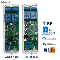 EWELINK Smart Inching 220V 12V 24V USB 5V Switch 1/2/4 Channel Relay Module with Housing Works with Alexa APP Remote Control