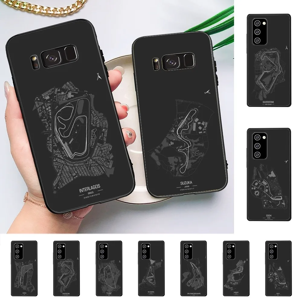 F1 Race Track Prints Phone Case For Samsung Note 8 9 10 20 Pro Plus Lite M 10 11 20 30 21 31 51 A 21 22 42 02 03