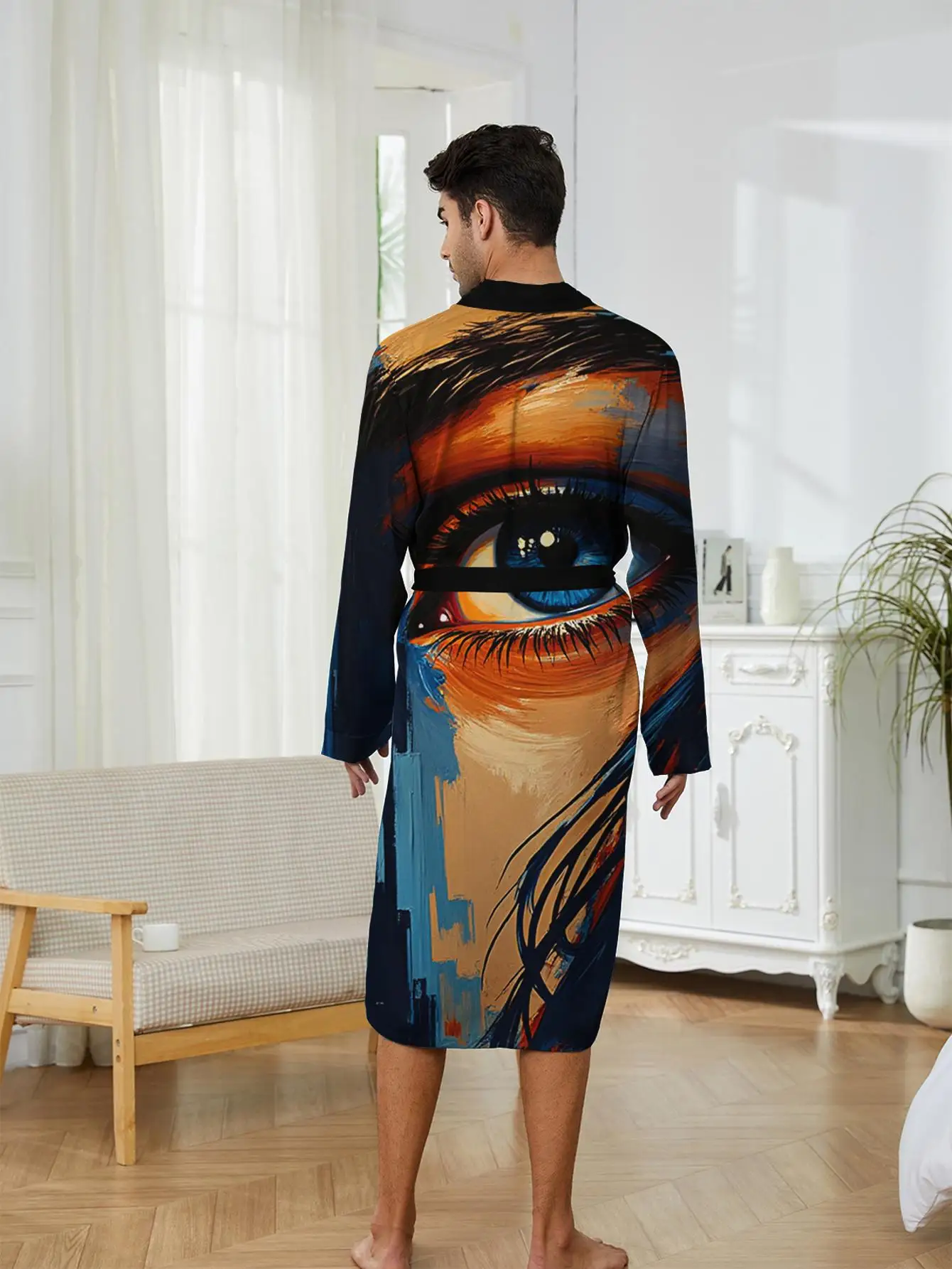 1pcs Men's Robes 2026 Spring/Summer dressing gown Polyester Robes 3D Printed Graphic Sleepwear nightie for men Men's bathrobe