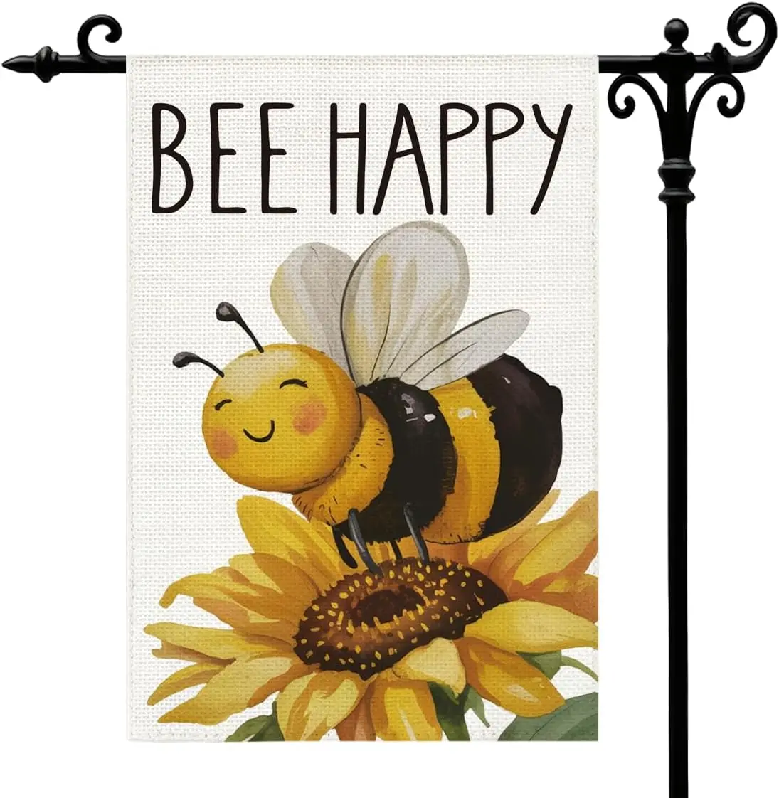 Bee Happy Garden Flag Double Sided Outdoor Decorative Yard Flag With Sunflower Bee Design Seasonal House Decoration Cheerful EYY