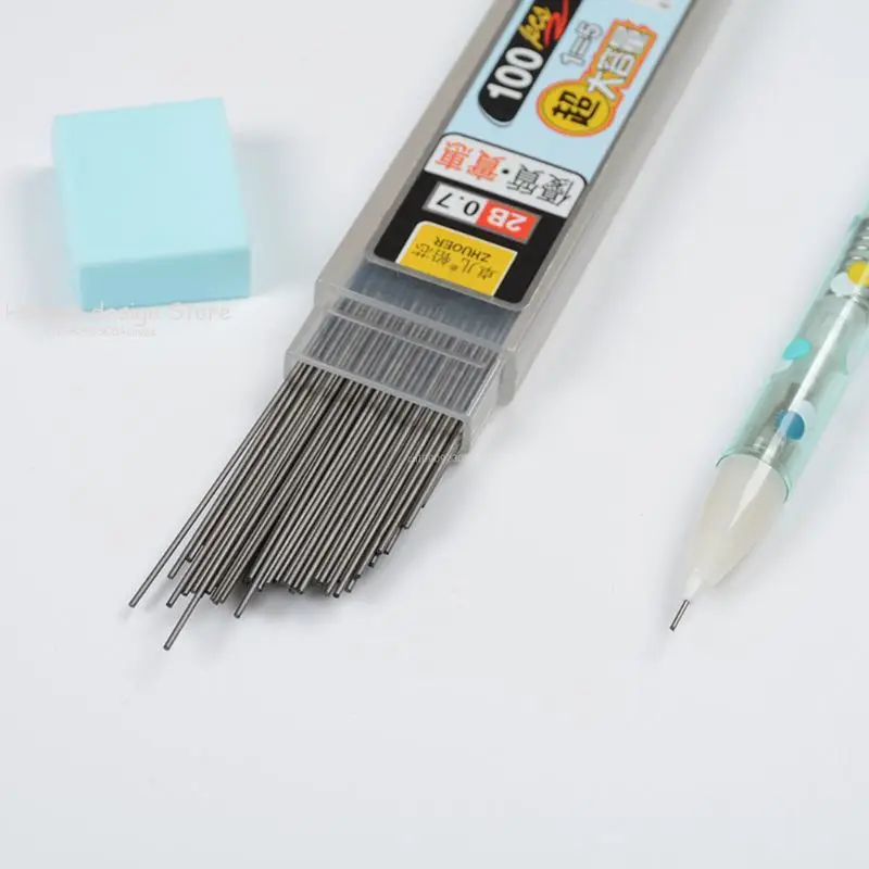 100Pcs/Box Cute Bear Mechanical Pencil 0.5mm 0.7mm Graphite Lead 2b Mechanical Pencil Refill Plastic Automatic Pencil Lead