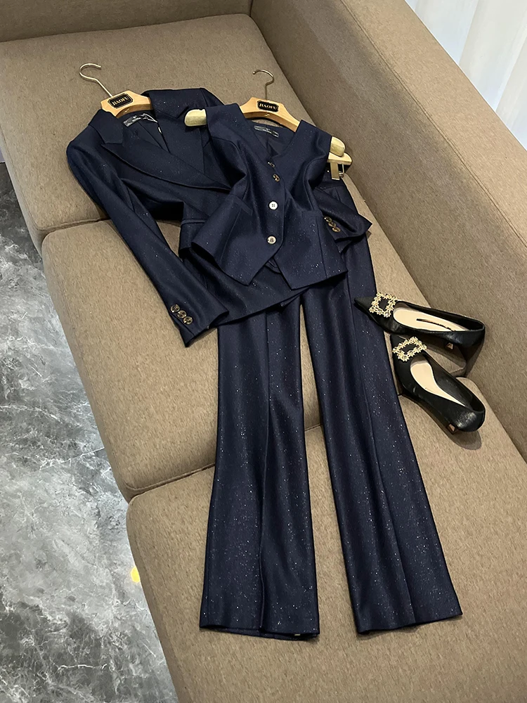 

Casual Commute Three-Piece Suit Set Wide Leg Pants Vest Goddess Style Summer Fashion Workwear Uniform Female Suit Ensemble