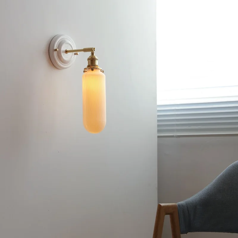 IWHD-accesorios de iluminación LED para pared, lámpara de cerámica moderna, interruptor de perilla para dormitorio, baño, candelabro de pared de