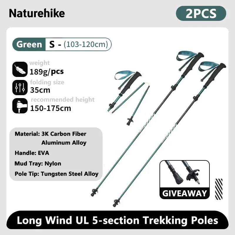 Naturehike Climbing Sticks Ultralight Outdoor Folding Trekking Poles Hiking Pole Collapsible Quick Lock Stick Carbon Fiber Poles image 3
