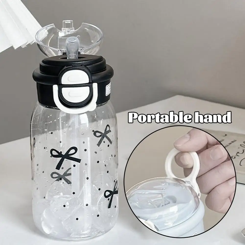 زجاجة مياه لطيفة مع غطاء بلاستيكي محمول منبثق من القش كوب ماء للأطفال زجاجة كاواي مقاومة للتسرب زجاجة شرب لطيفة #3