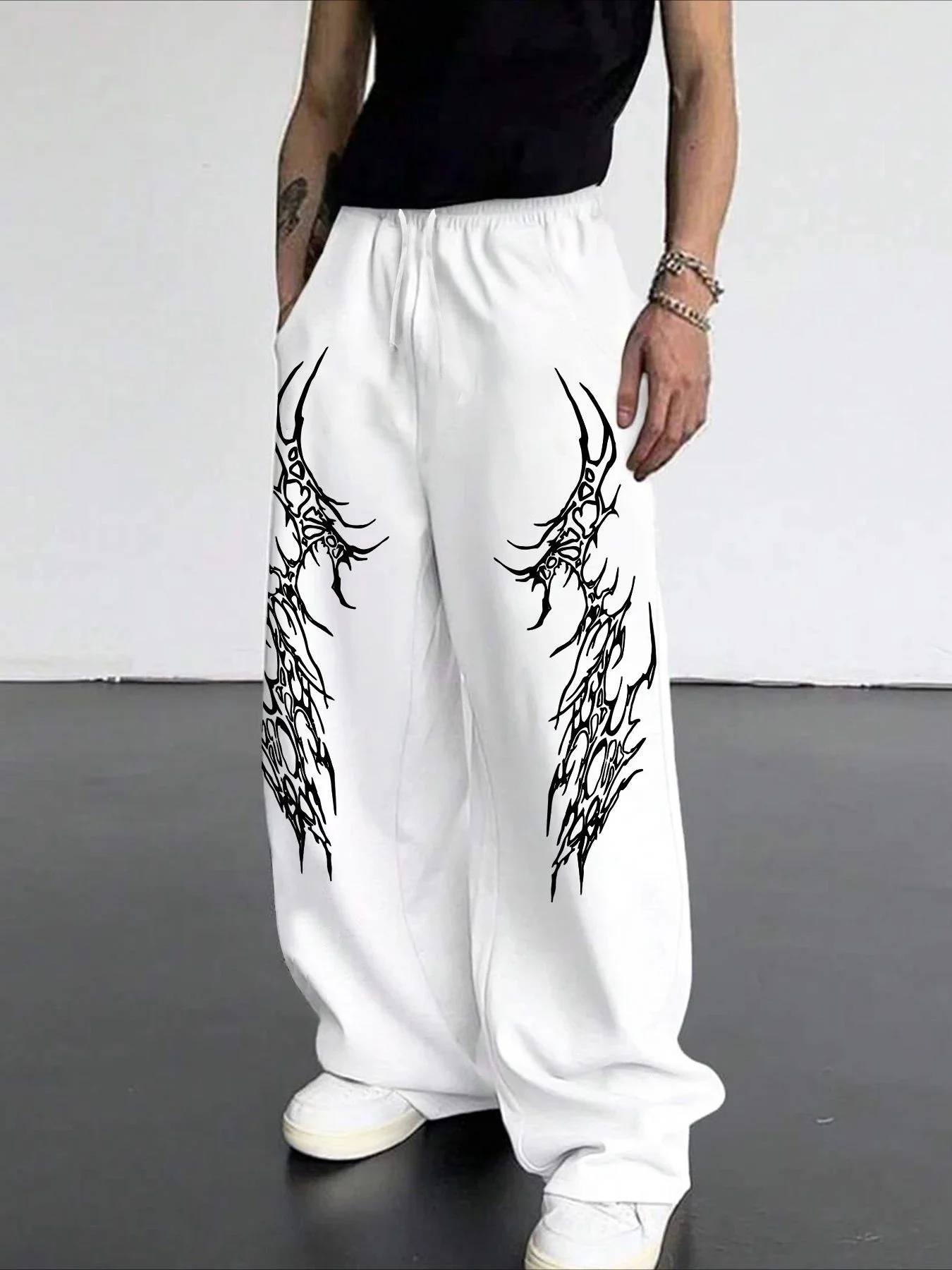 

2026 Fashion New Dark Retro Striped Gothic Loose Straight Leg Pants Suitable for Outdoor Street Hip-hop Harajuku Casual Pants