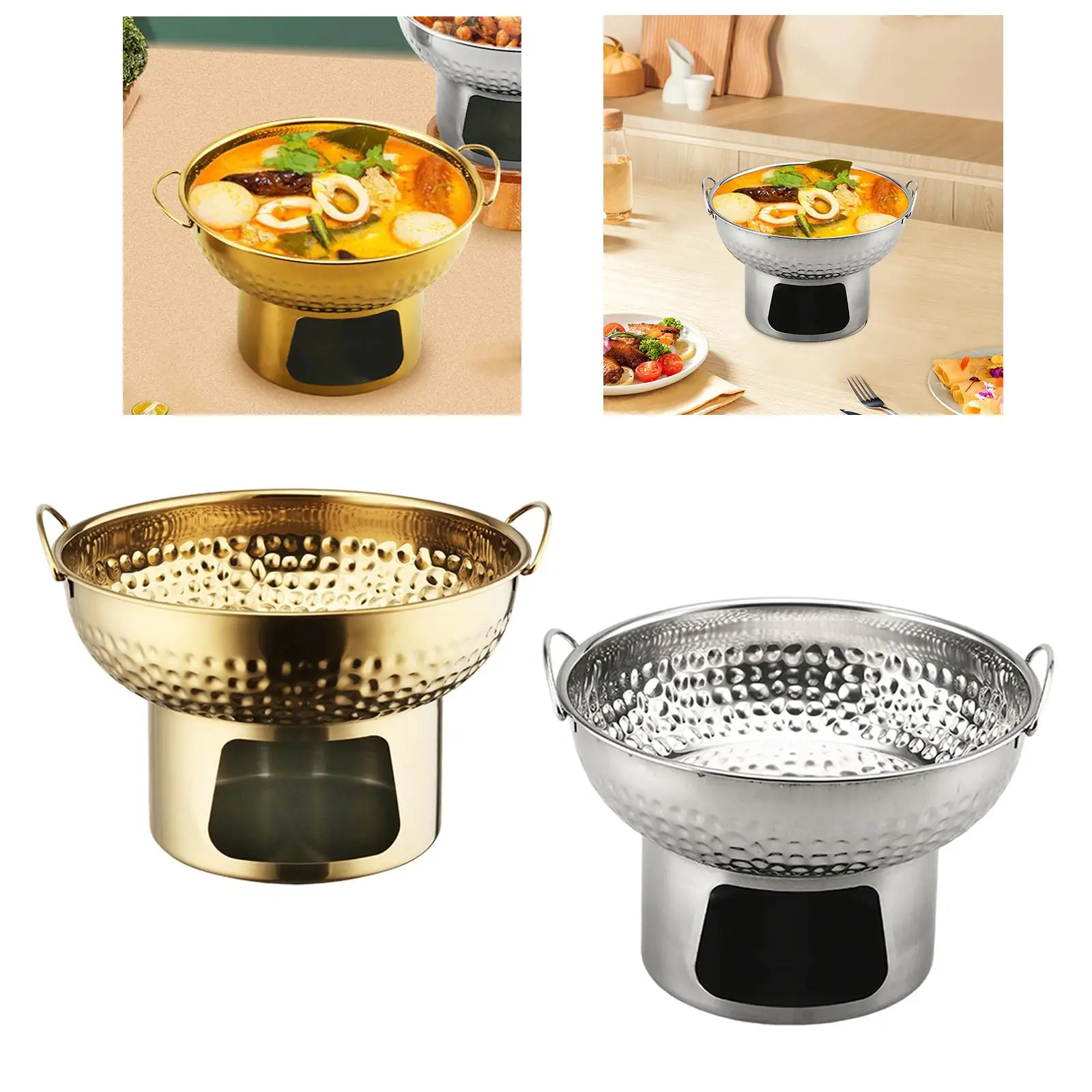 حاوية صغيرة من الفولاذ المقاوم للصدأ مقاس 18 سم لحم البقر، متعددة الاستخدامات مع مقابض حلقية ذات نسيج مطروق #3