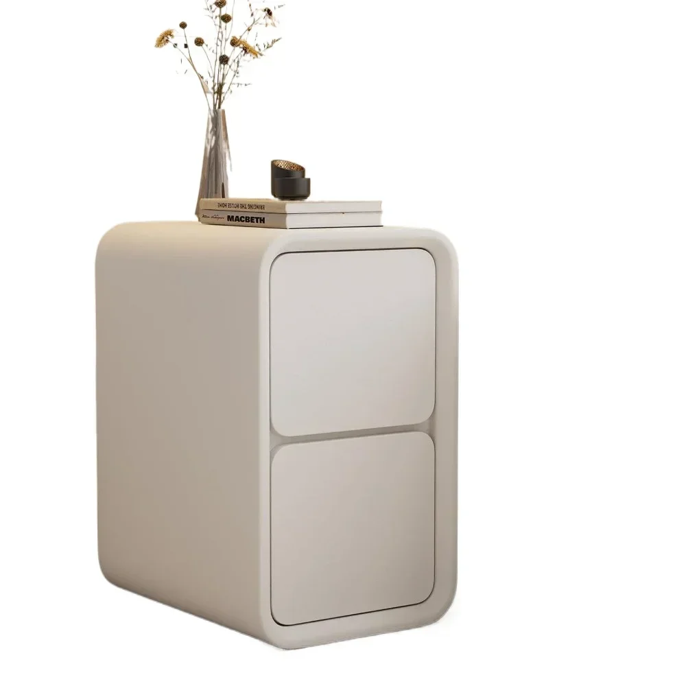 

%A Nightstand,Solid Wood Nightstand - White Bedside Table with Leather Surface, Small Nightstand with Drawers for Bedroom