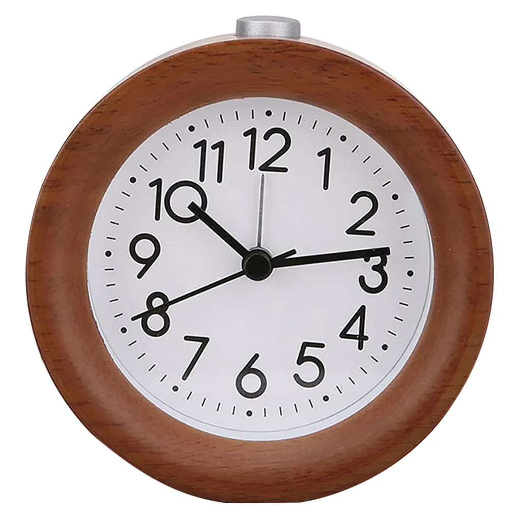 

Electronic Wood Alarm Clock Bedroom Luminous Silent Night Light Student Kids Desktop Lamp Square