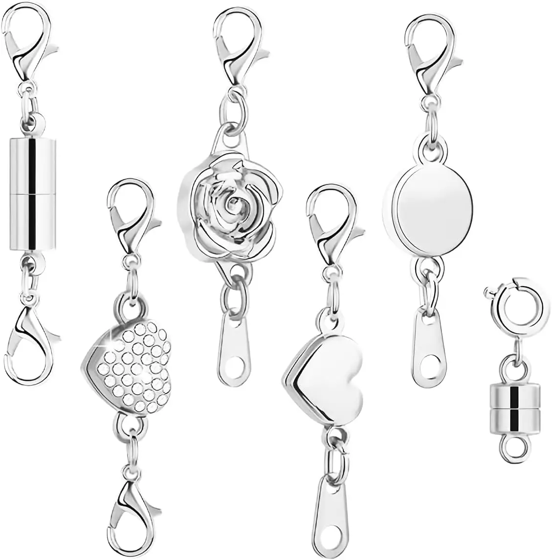 

Набор из 6 магнитных застежек и концевиков для ожерелий, Новинка 2026 года: удлинители для ювелирных изделий с застежками-карабинами, золотые и серебряные концевики для украшений