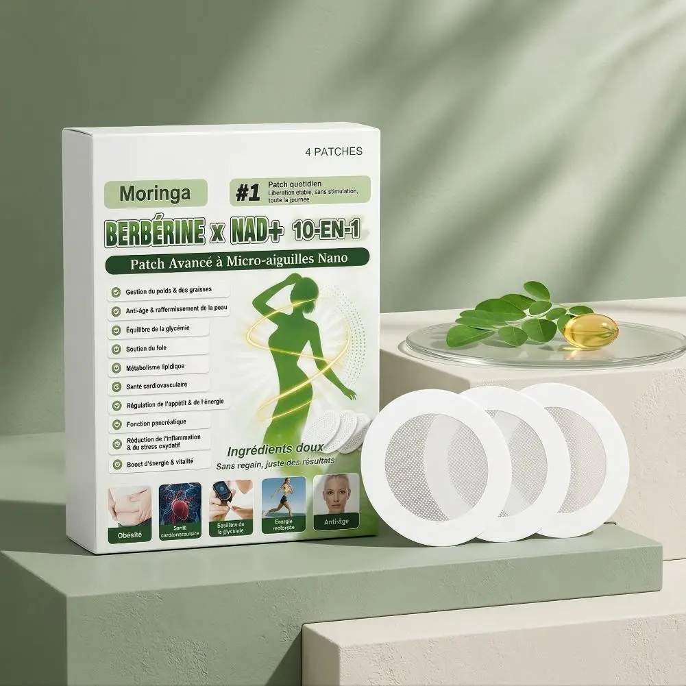 Moringa Seed Extract Berberine NAD+ Nano Microneedle Patches Healthy Weight Management Body Care Sticker for Women Men Overnight